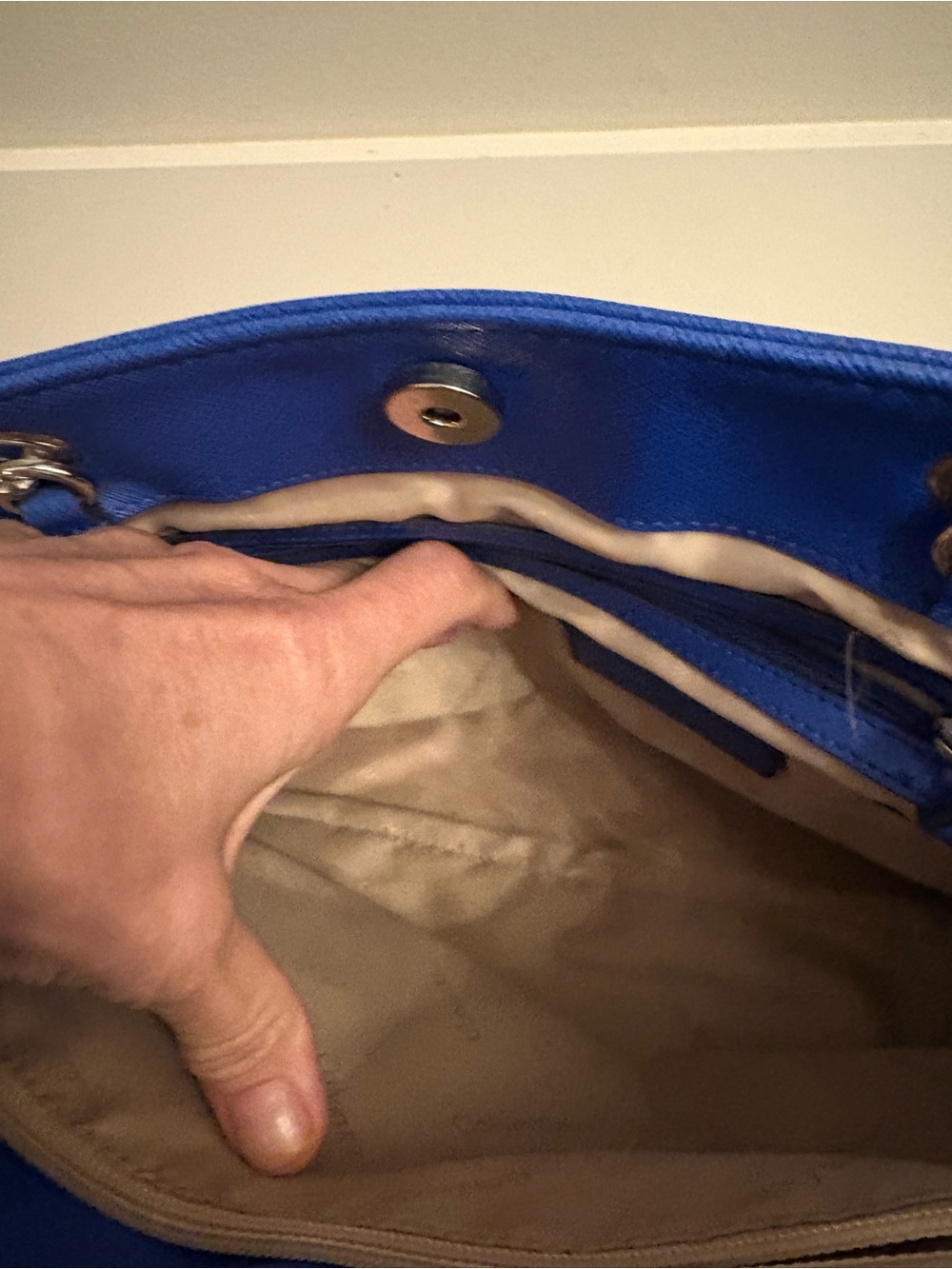 Calvin Klein Blue Chain-Accent Tote Bag - Picture 9 of 9